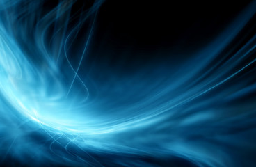 Abstract blue background, abstract lines twisting into beautiful bends