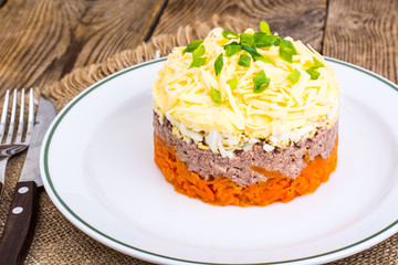 Salad with cod liver