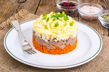 Salad with cod liver