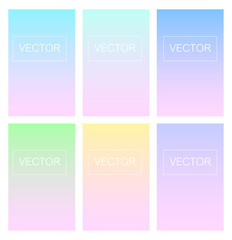 .Screen gradient set with modern abstract backgrounds. Colorful fluid cover for poster, banner, flyer and presentation. Trendy soft color. Template  for business infographic, social media, mobile app.