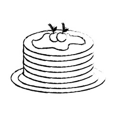 pancake syrup maple on dish food vector illustration sketch