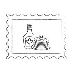 pancake syrup maple postage stamp national canada vector illustration sketch