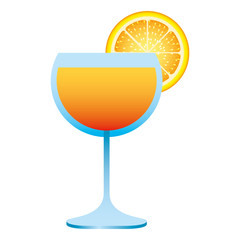 juice orange slice fruit in glass cup