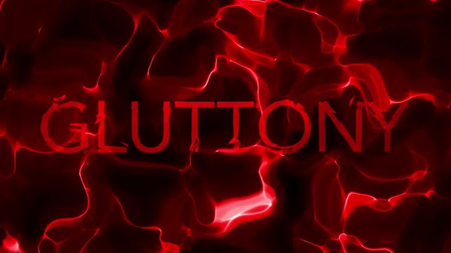 Deep Red GLUTTONY Title Liquid Abstract Loop