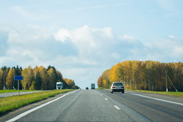 view from salon of car going on the  road