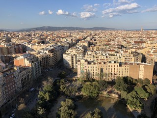 Fototapeta na wymiar View of Barcelona from Basilica de Sagrada Familia view point