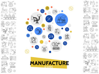 Fototapeta na wymiar Manufacturing Line Icons Template