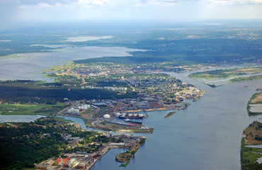 Fototapeta na wymiar Panoramic view of Riga city, the capital of Latvia