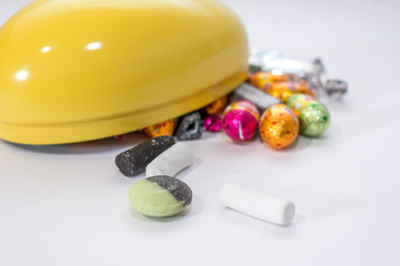 Easter Eggs Holiday Closeup Licorice Candy Chocolate Texture Background