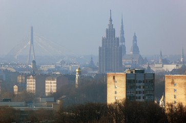 Obraz premium Panoramic view of Riga city, the capital of Latvia