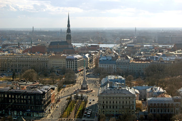 Naklejka premium Panoramic view of Riga city, the capital of Latvia