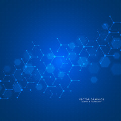 Technology background with hexagons. Molecular structure and chemical compounds.