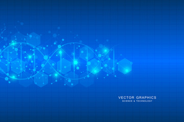 Molecular structure background. Genetic and science research.