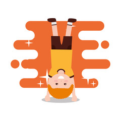 happy boy standing on his hands vector illustration