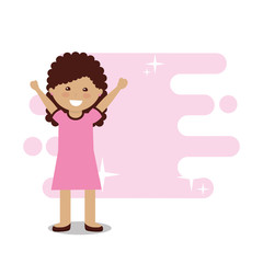 cute little girl arms up happy color bright background vector illustration