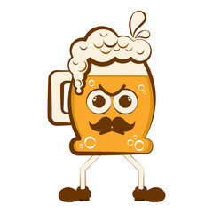 Vintage angry beer cartoon character