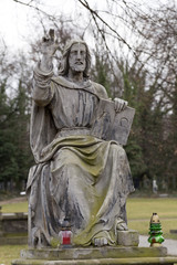 Fototapeta premium Historic Sculpture from the mystery old Prague Cemetery, Czech Republic