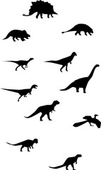 Conjunto de diferentes dinosaurios 