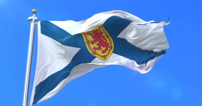 Flag of canadian region of Nova Scotia, province of Canada - loop
