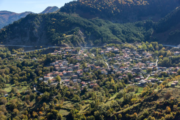 Autumn view of village of Anilio near city of Ioannina, Epirus Region, Greece