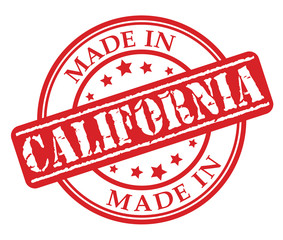 Made in California red rubber stamp illustration vector on white background