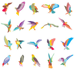Set of vector mosaic eagle silhouettes-2