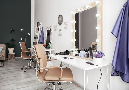 Stylish hairdressing salon interior