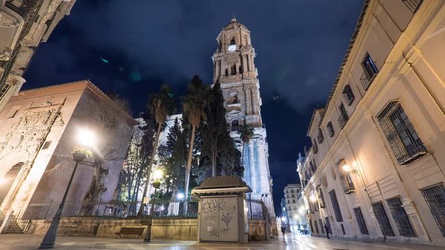 Night timelapse at the Malaga Cathedral's tower