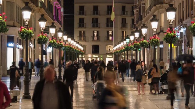 Night timelapse of a crowded street in a city