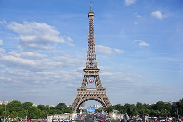 Fototapeta na wymiar Eiffel tower with Euro 2016 ball