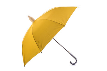Yellow umbrella isolated on white