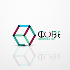 Cube idea concept logo, line