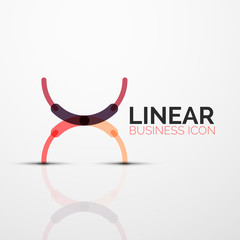 Outline minimal abstract geometric linear business icon made of line segments, elements