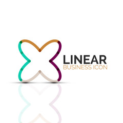 Abstract flower or star, linear thin line icon. Minimalistic business geometric shape symbol created with line segments