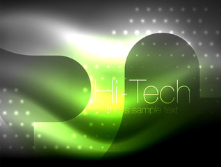 Glittering neon glowin wave, techno modern art abstract background, magical shiny template
