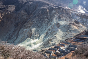 Smoke coming out of Mout Hakone at Owakudani