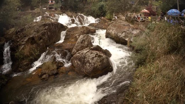 Mountain river forming a cascade of waterfalls - Datanla waterfalls, Vietnam