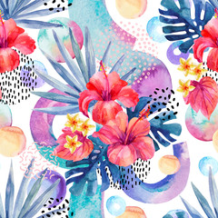 Watercolor tropical background.