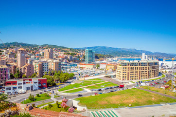 Fototapeta premium Panoramic view of traditional architecture in Savona, Liguria, Italy