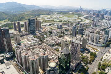 Fototapeta premium A bird's eye view of the urban architectural landscape in Shenzhen
