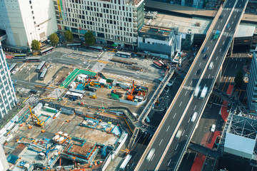 Fototapeta premium Aerial view of an elevated highway in Tokyo, Japan