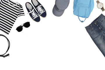 isolated top view of men fashions and clothes