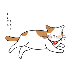 Vector illustration character design of cat on white color Draw doodle style