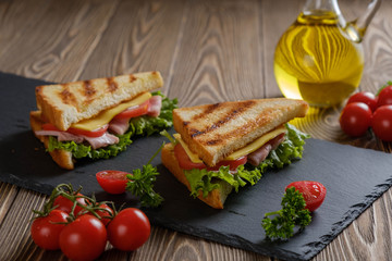 Sandwich with cherry tomatoes.