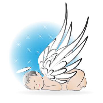 Baby angel sleeping logo icon wallpaper vector template
