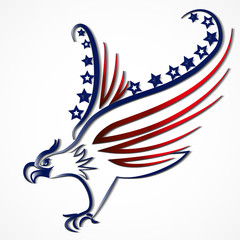 Bird USA Flag line art logo vector 