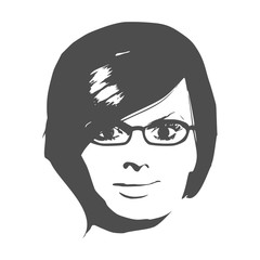 Face front view. Elegant silhouette of a woman spectacles