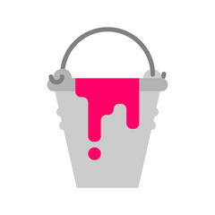 Obraz premium Bucket with red paint isolated. Vector illustration