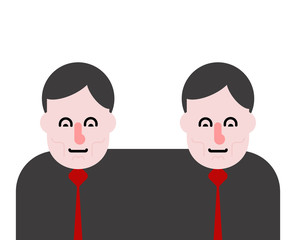 Business partners. Siamese twins. Fused people. Vector illustration