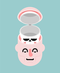 Structure of head. Skull and face. Open head.